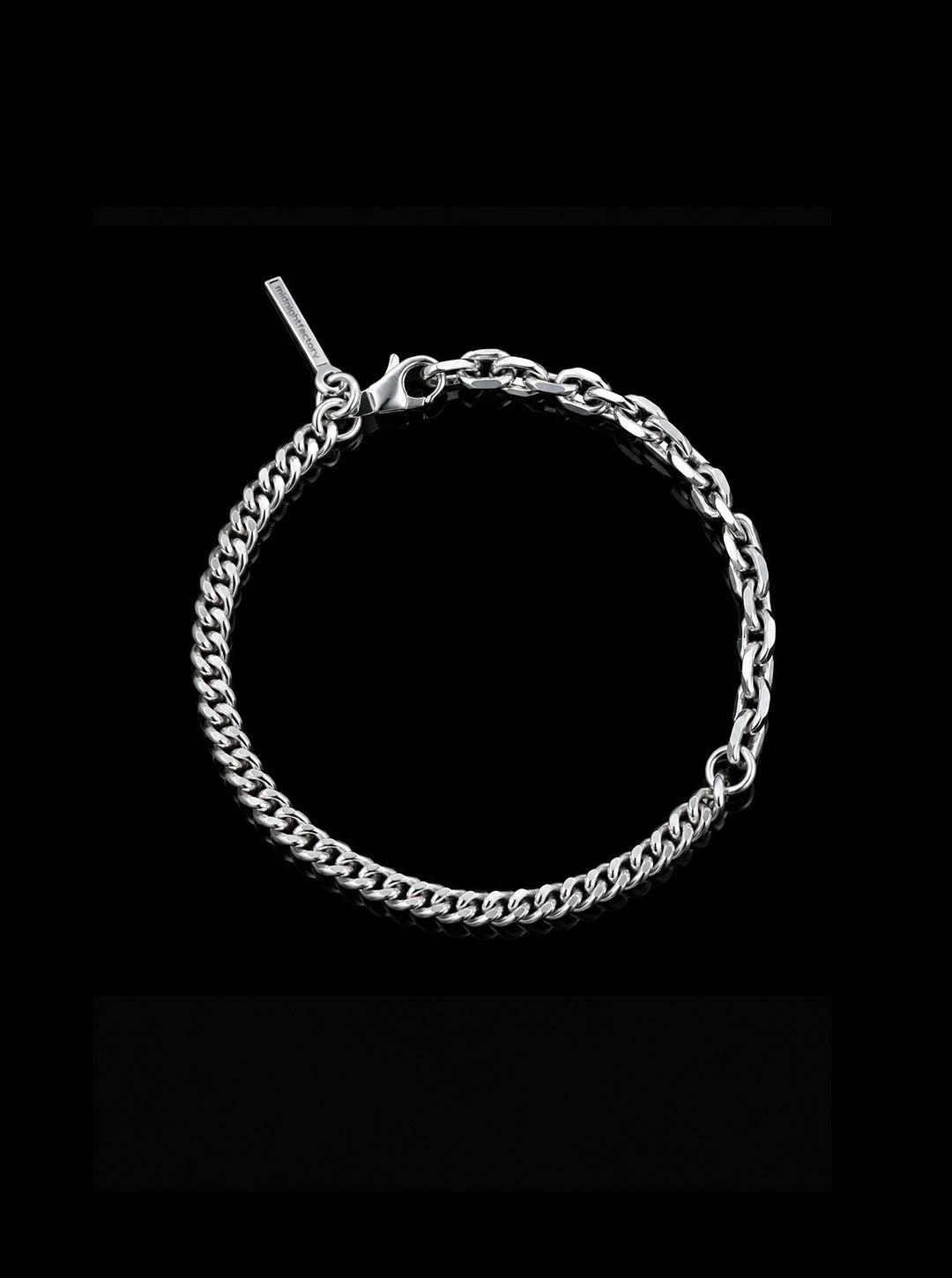 Curbchain w/ cable silver chain bracelet