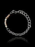 Burnt pearls with chain necklace