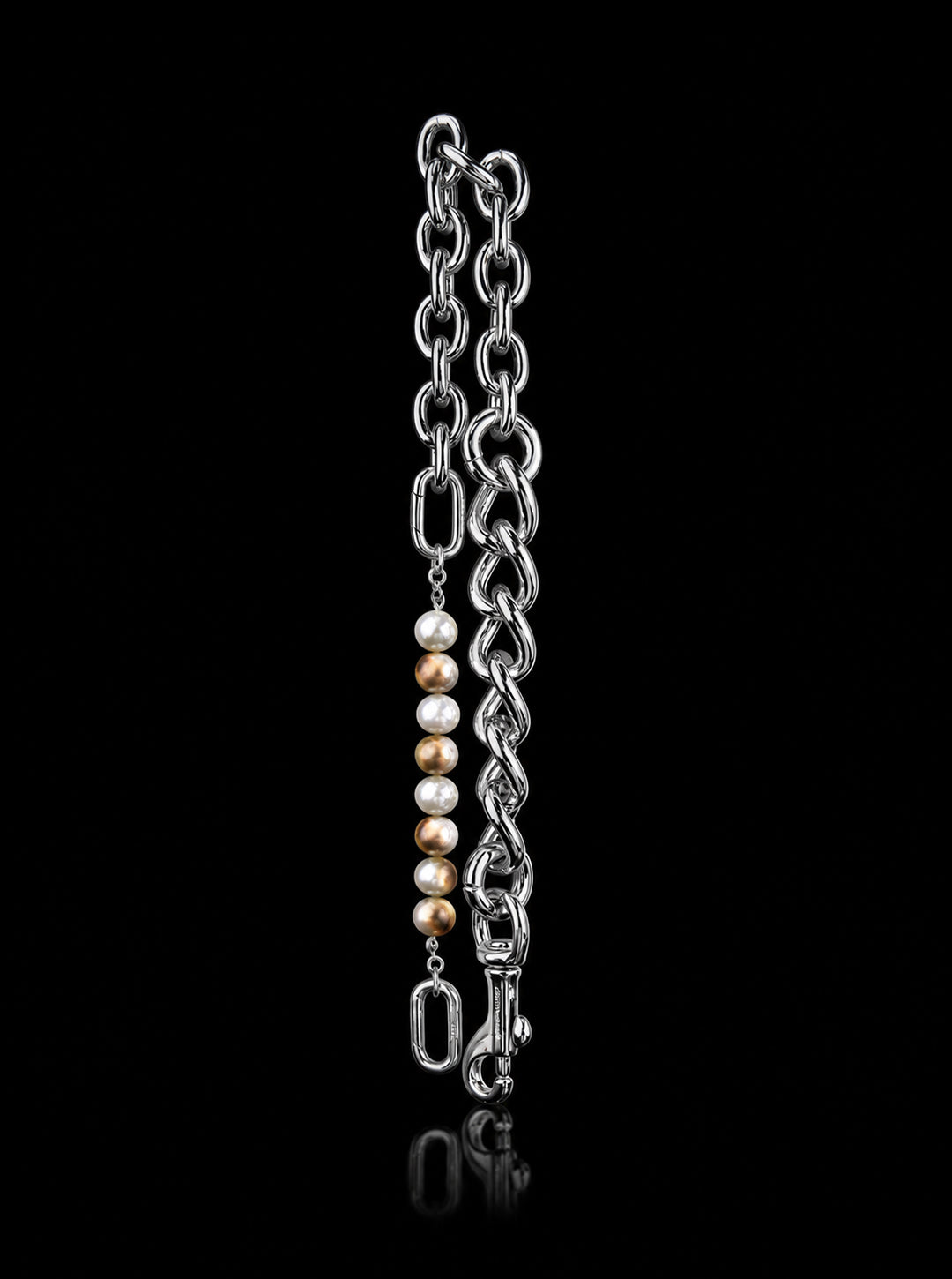 Burnt pearls with chain necklace