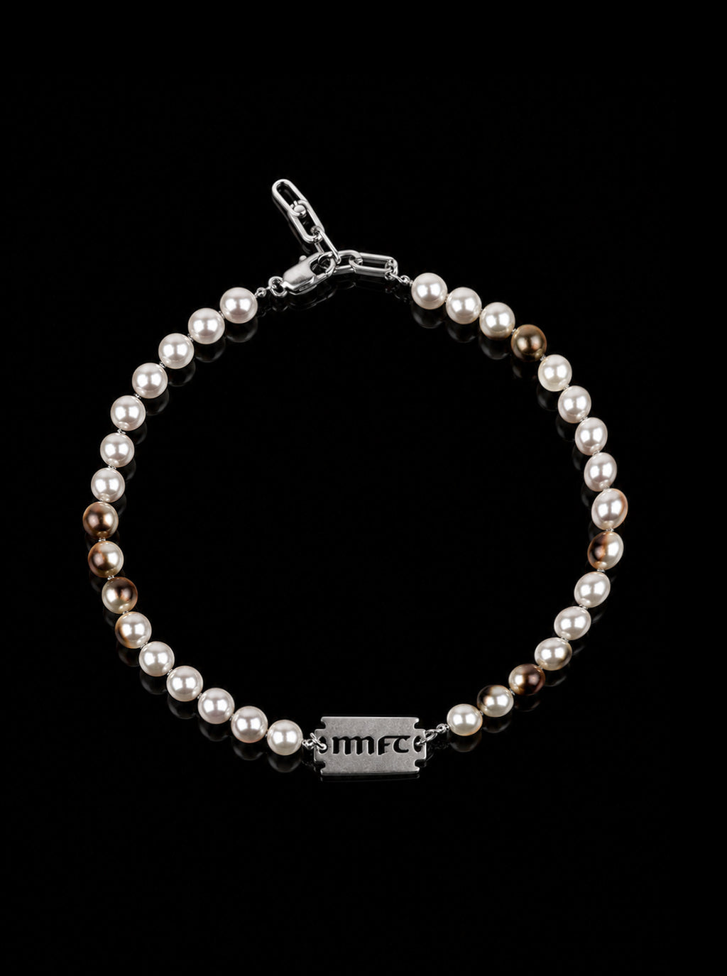 Burnt pearls with MNFT blade choker necklace