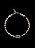 Burnt pearls with MNFT blade choker necklace