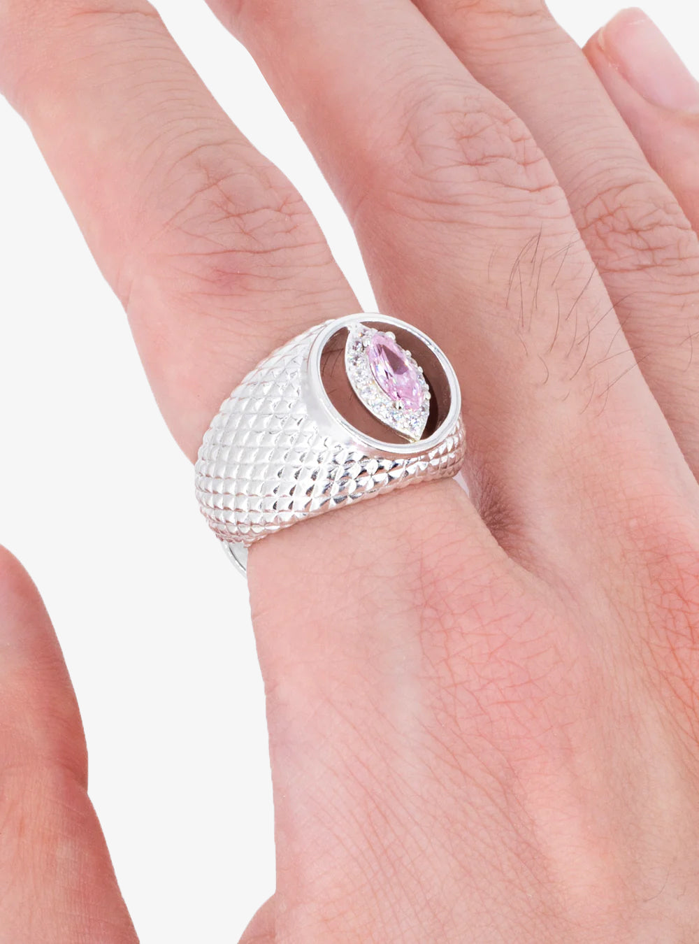 Cateye cut-out cocktail signet ring