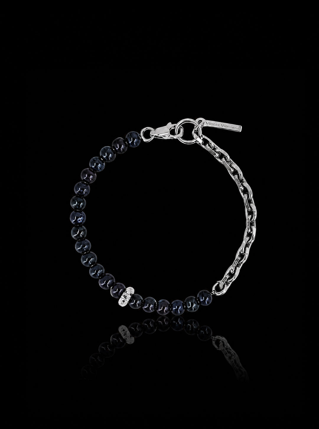 Chuck nut w/ freshwater pearls chain bracelet