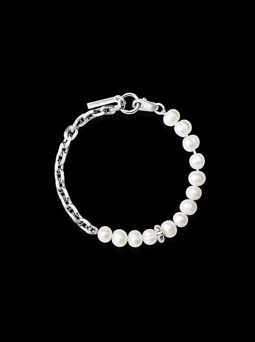 Chuck nut w/ freshwater pearls chain bracelet