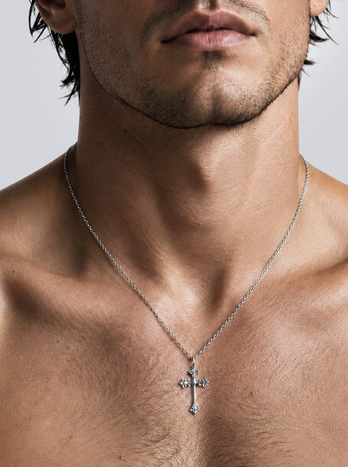 Clair-cross oxidised pendant necklace