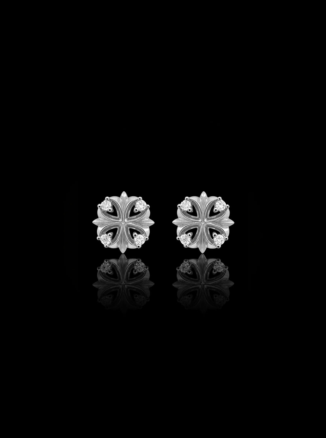 Clover-cross quadruplets 18K gold earrings, Diamonds [Made-to-order]