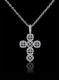 Clover-cross  quadruplets cross pendant necklace