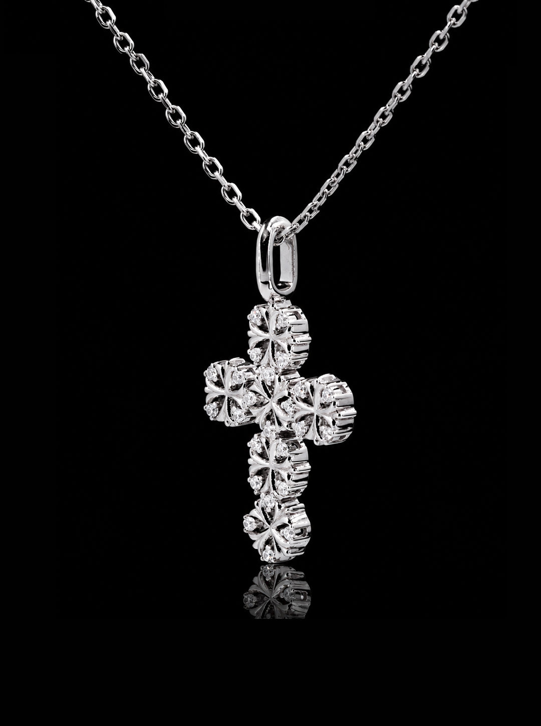 Maltese-cross quadruplets cross pendant necklace
