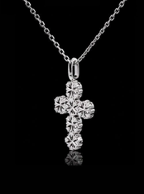 Maltese-cross quadruplets cross pendant necklace