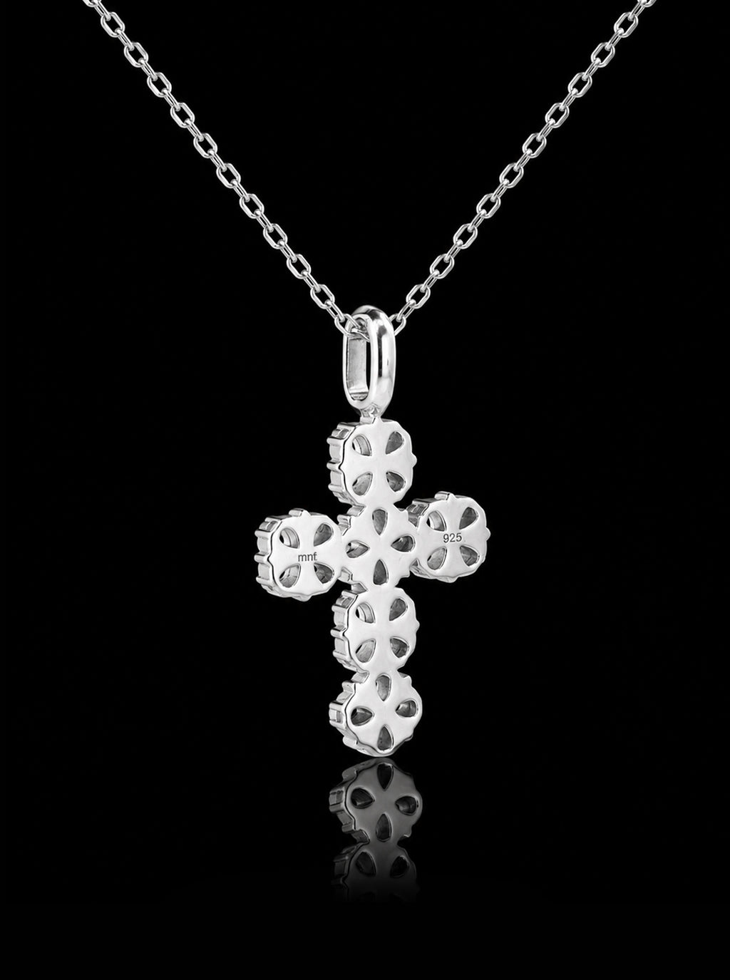 Clover-cross  quadruplets cross pendant necklace
