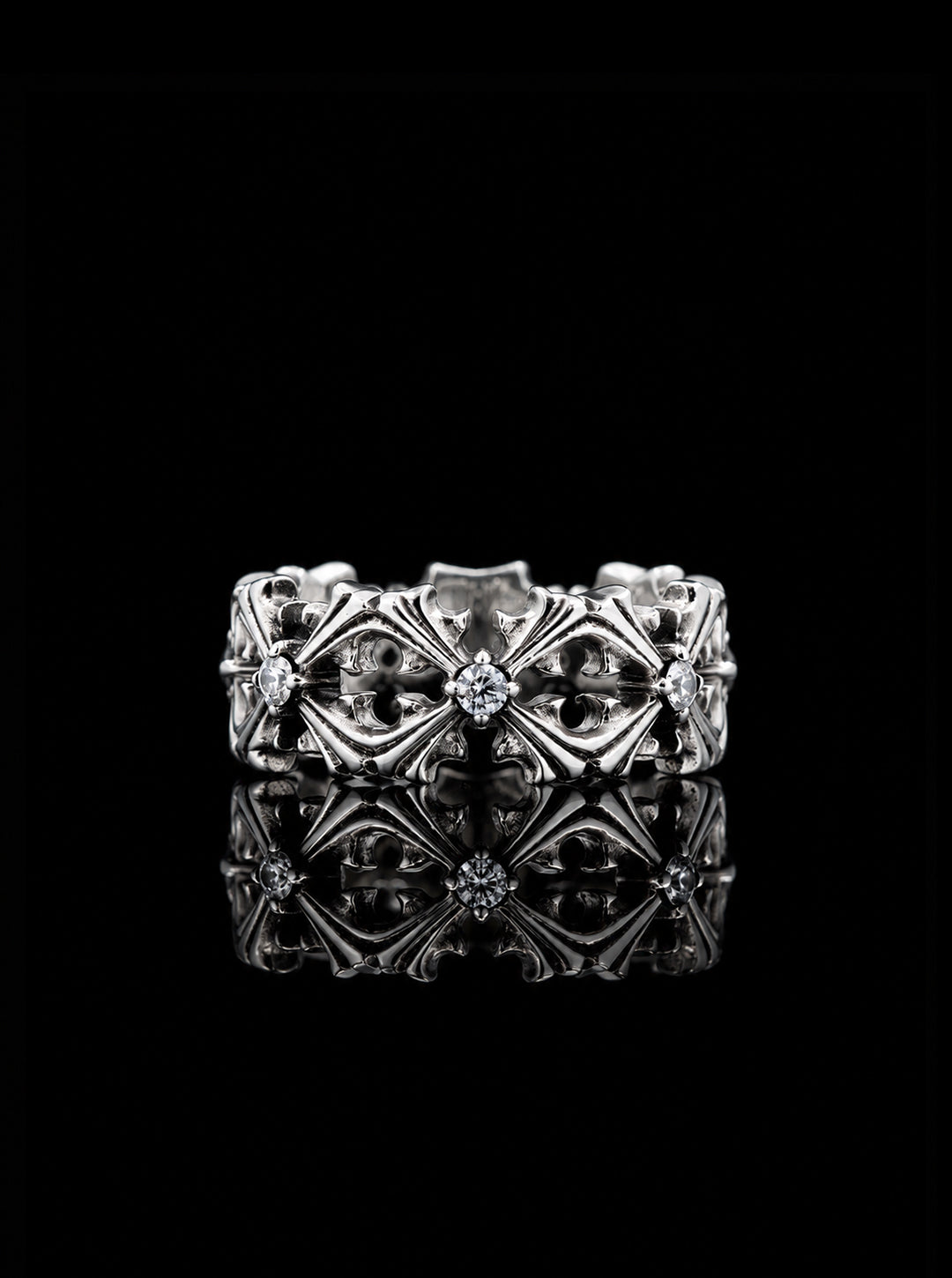 CRUCIS clover cross oxidised ring [Pre-order]