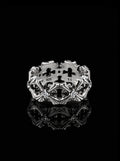 CRUCIS clover cross oxidised ring
