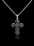 Clover-cross  quadruplets cross oxdised pendant necklace