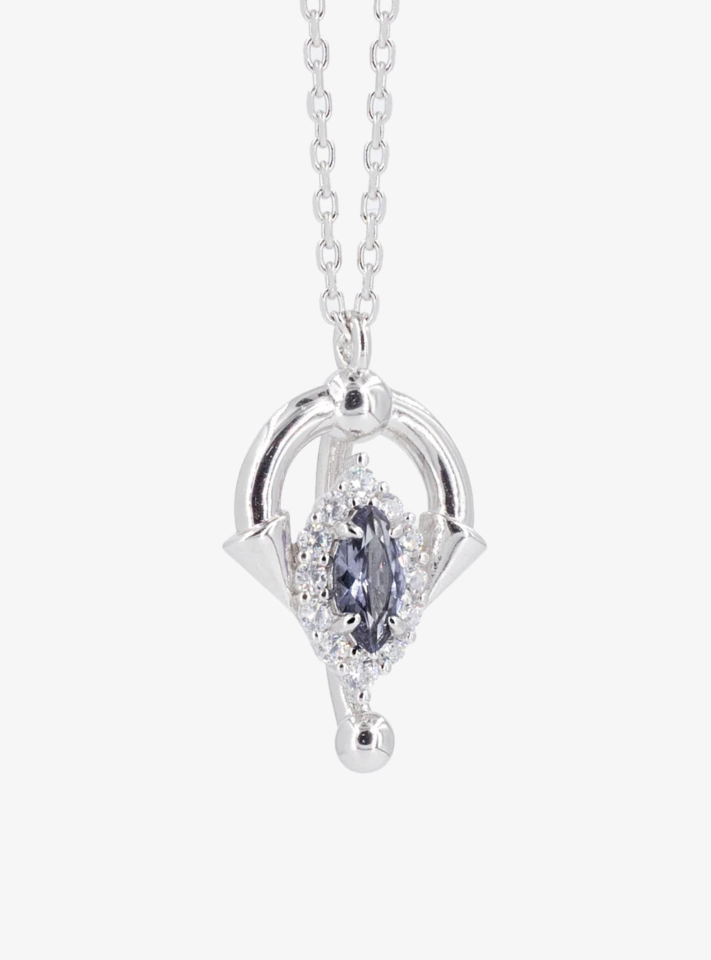 Cocktail barbell sapphire pendant necklace