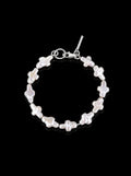 Cross freshwater pearls silver chain bracelet