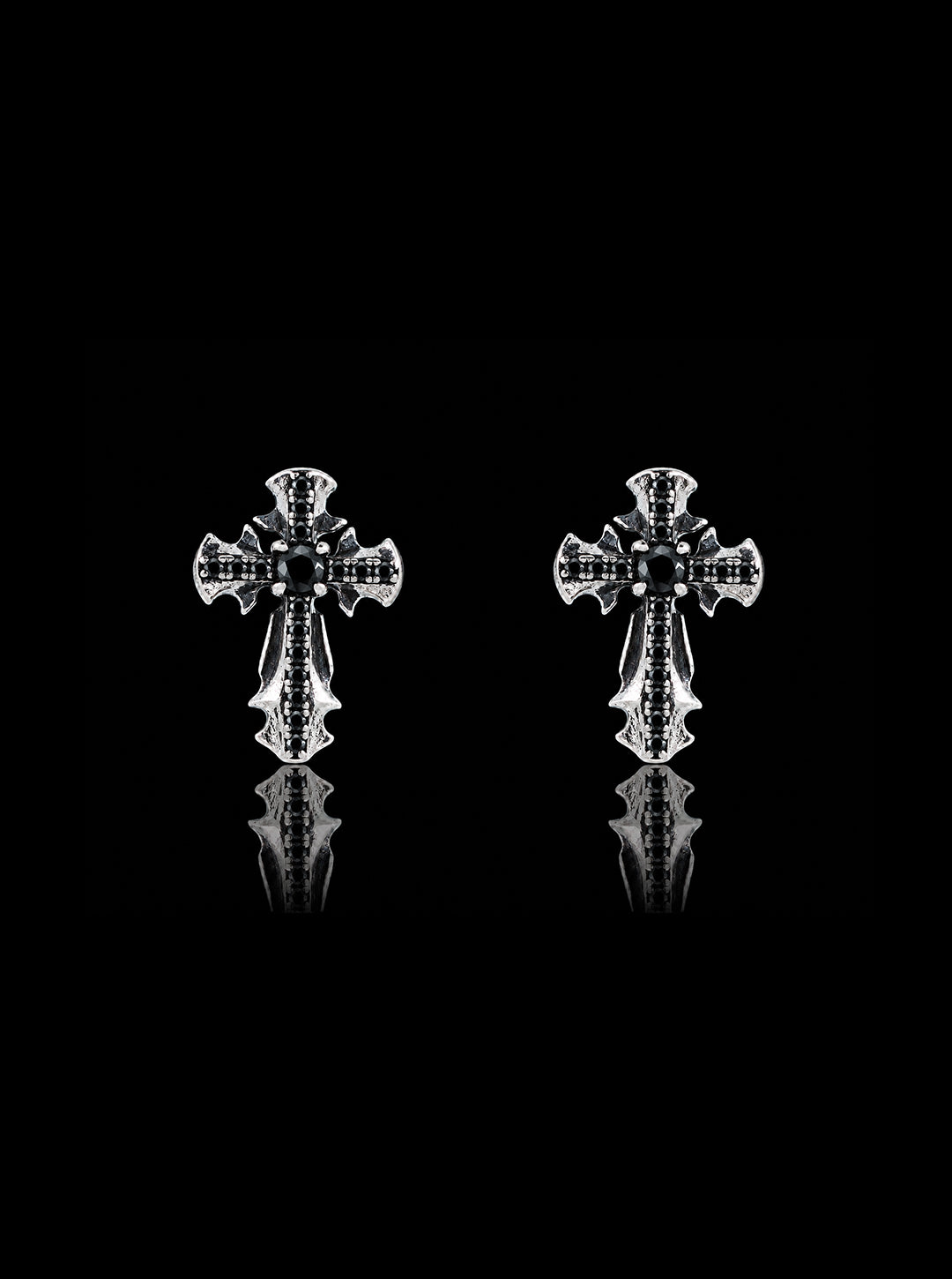 CRUCIS cross oxidised earrings