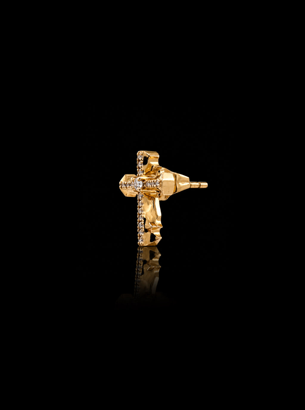 CRUCIS cross 18K gold single earring [Made-to-order]