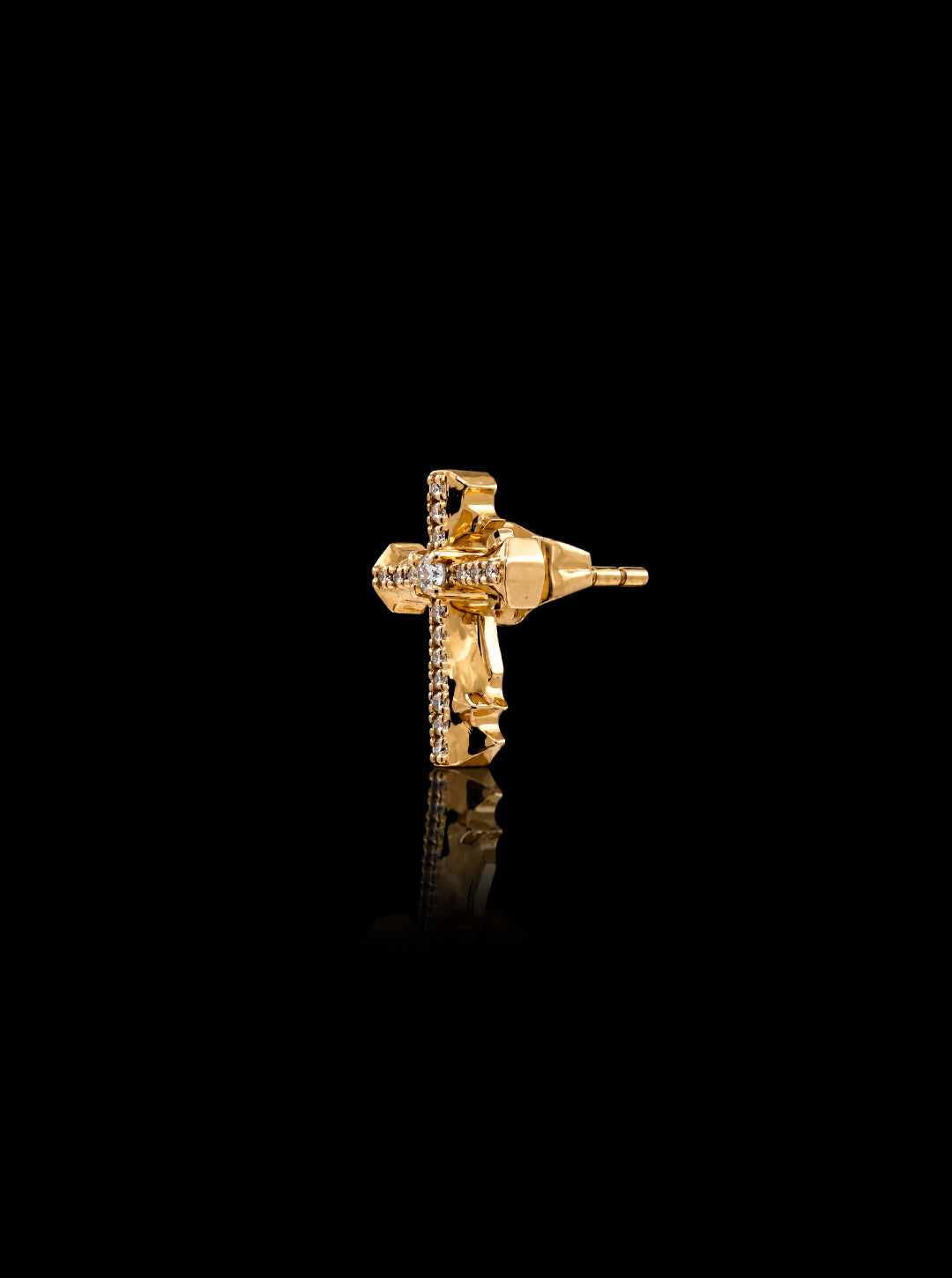 CRUCIS cross 18K gold single earring [Made-to-order]