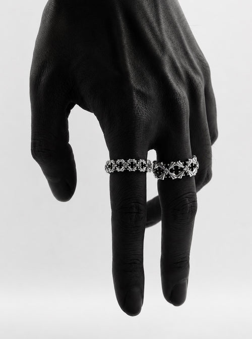 Clover cross oxidised ring [Pre-order]
