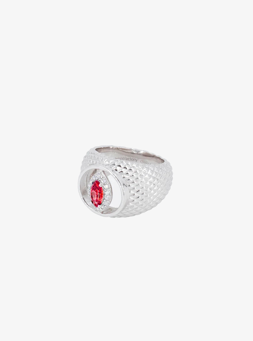 Cat-eye cutout Padparadscha cocktail signet ring