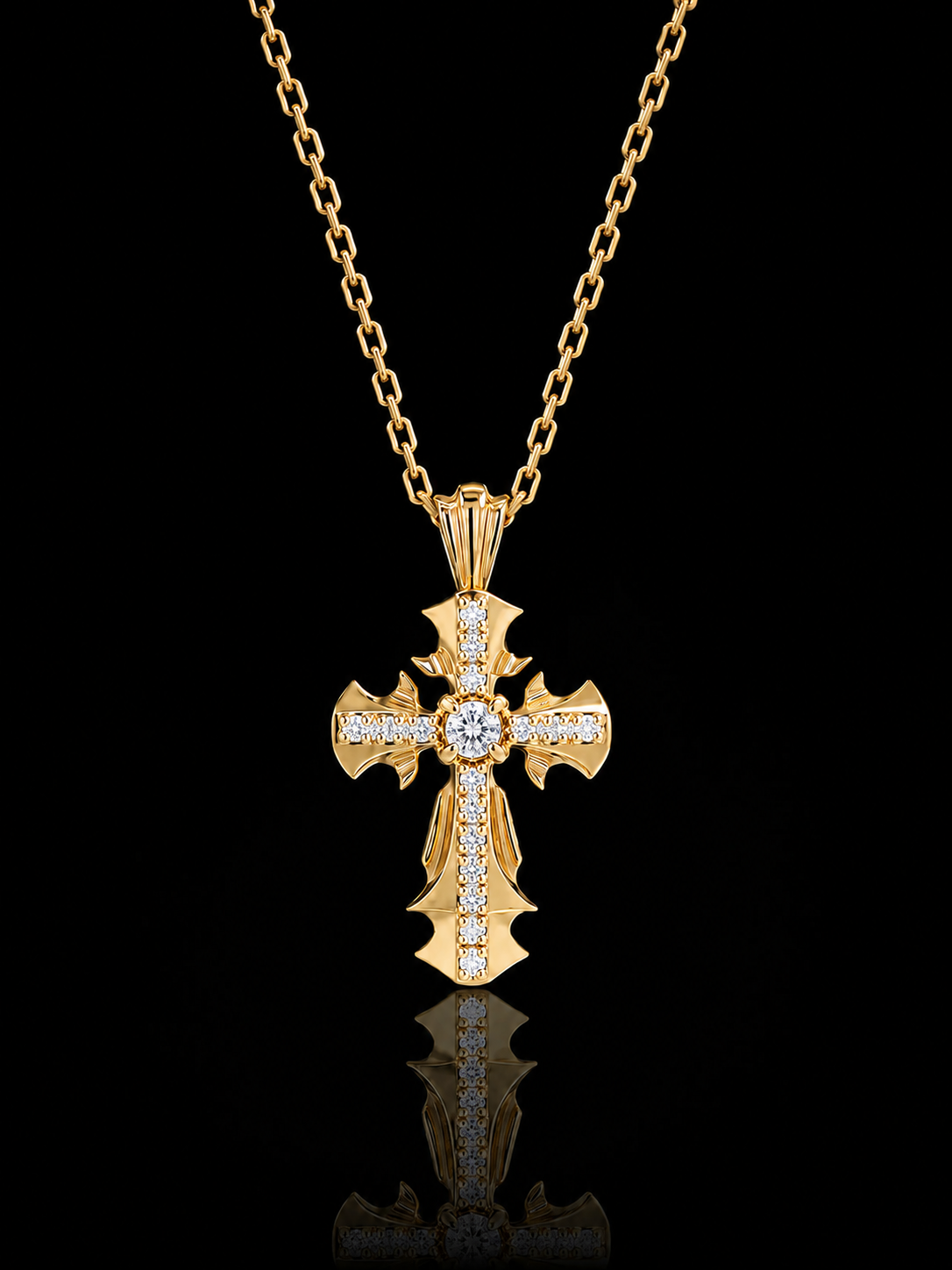 Crucis core 18K gold pendant necklace, Diamond [Made-to-order]