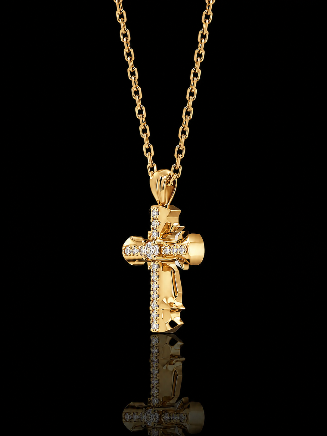 Crucis core 18K gold pendant necklace, Diamond [Made-to-order]