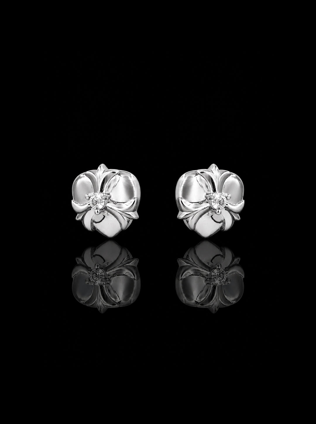 Petals on heart earrings