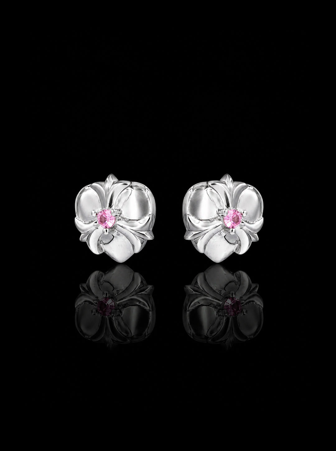 Petals on heart earrings