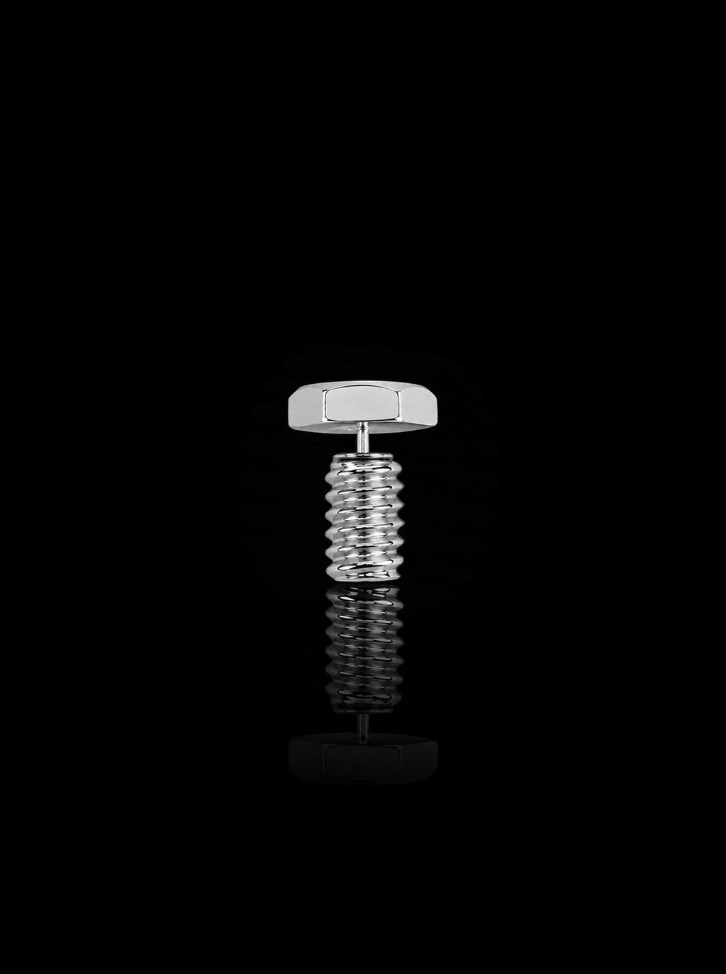 Hex-bolt lab-grown diamond earring