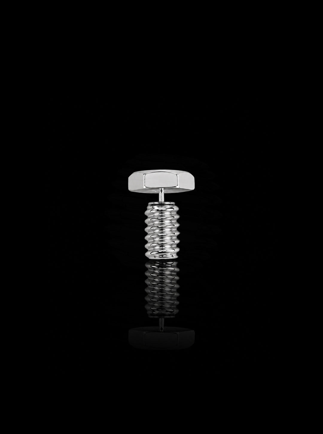 Hex-bolt lab-grown diamond earring