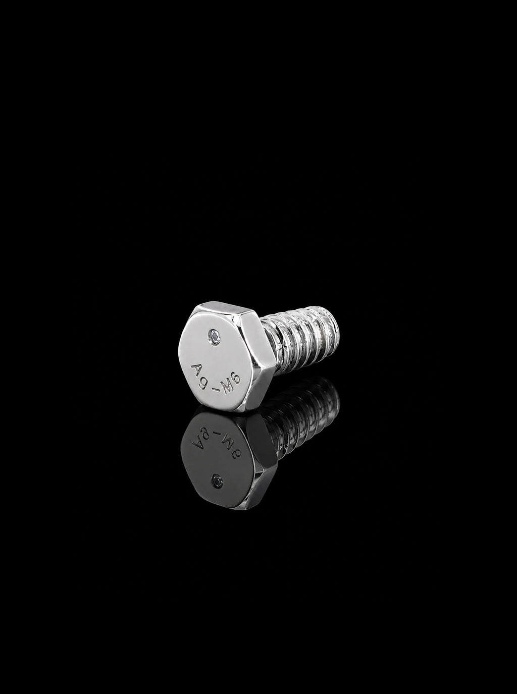 Hex-bolt lab-grown diamond earring