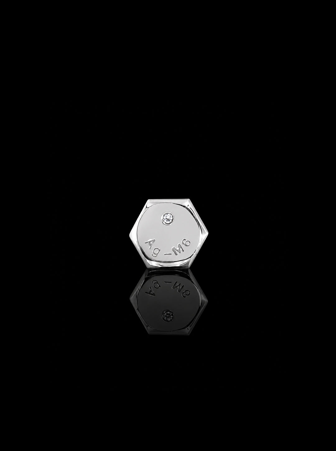 Hex-bolt lab-grown diamond earring
