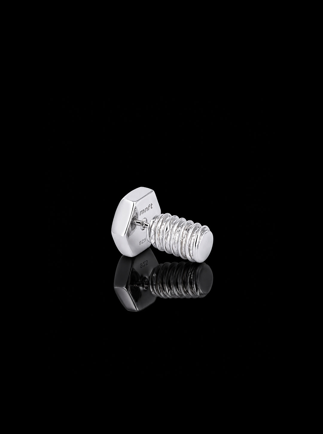 Hex-bolt lab-grown diamond earring