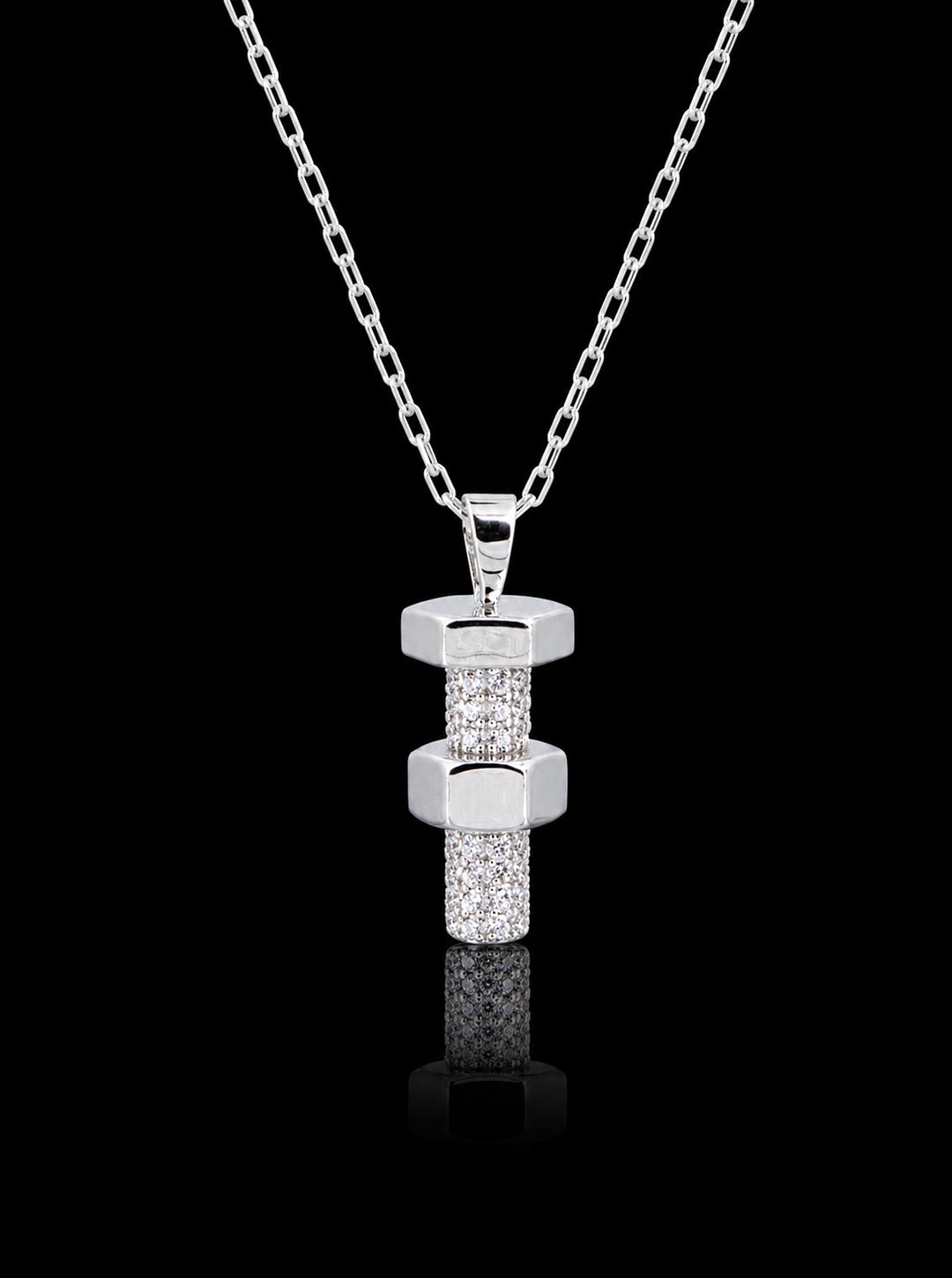 Hexbolt w/ cubic zirconia pendant necklace