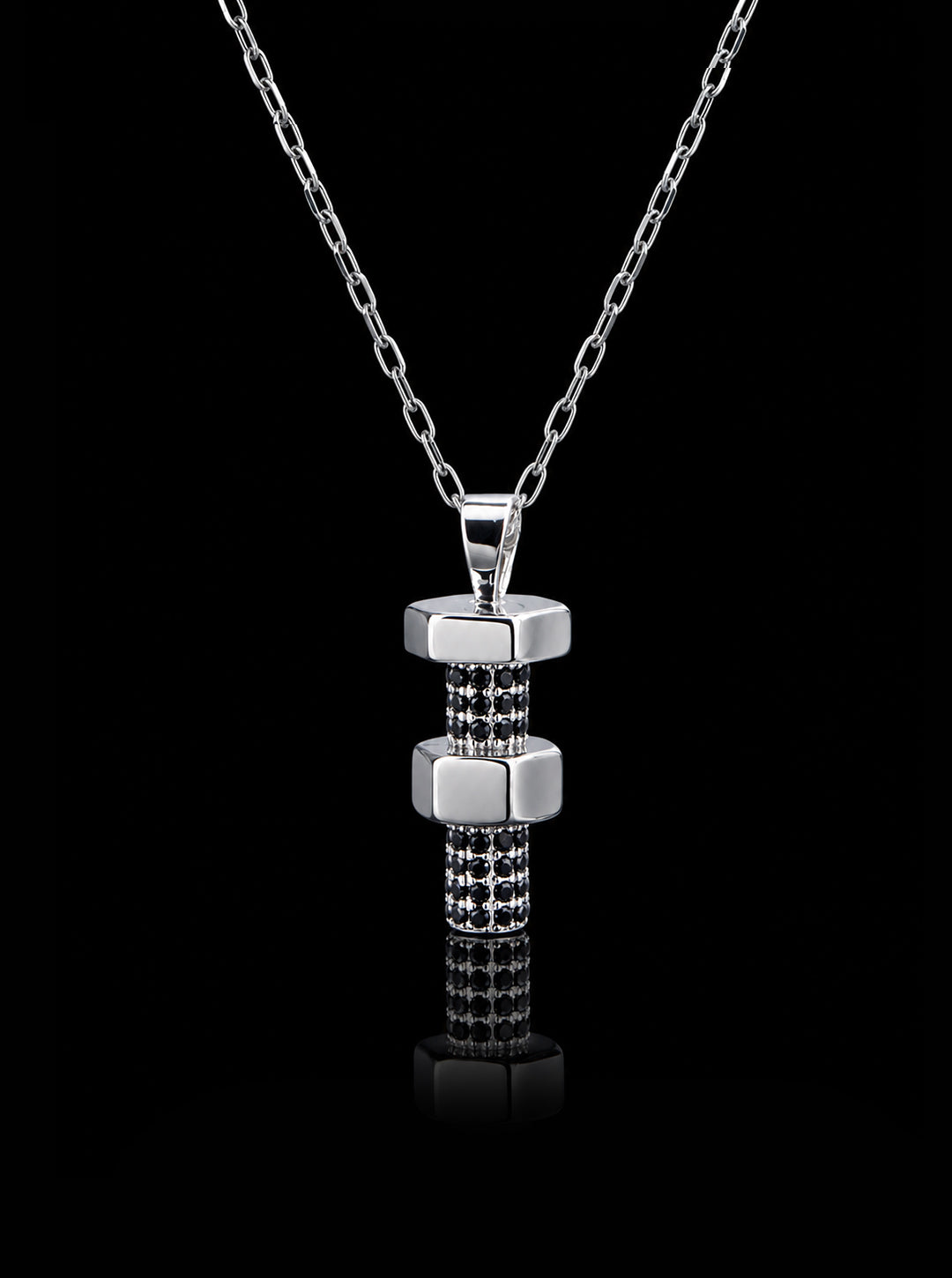 Hexbolt w/ cubic zirconia pendant necklace
