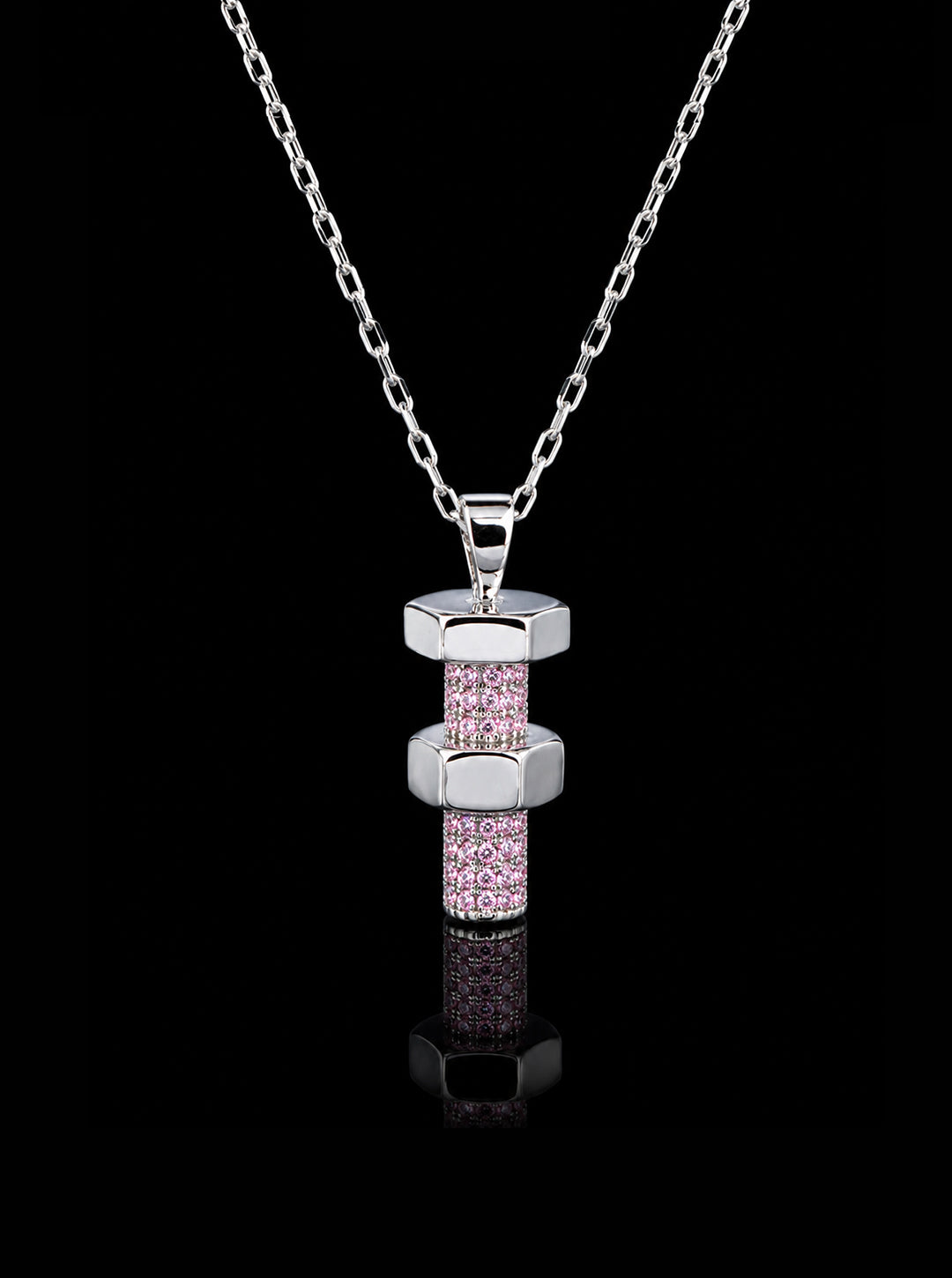 Hexbolt w/ cubic zirconia pendant necklace