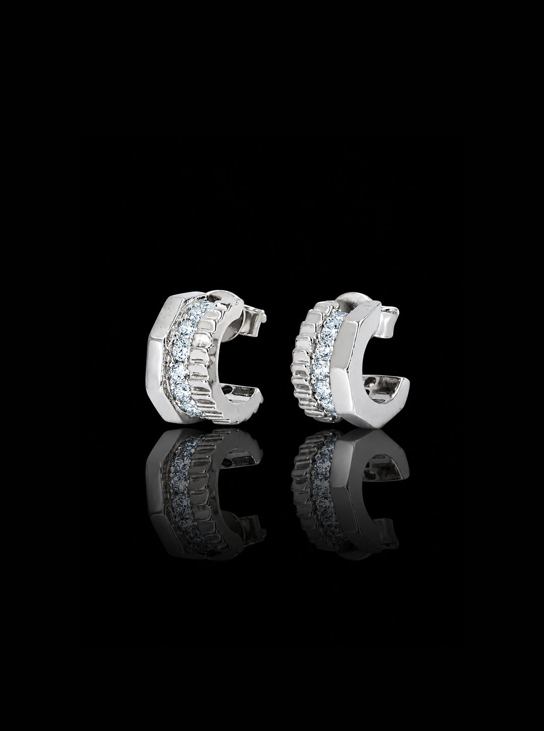 Hexnut and gear earrings (Sky-blue)