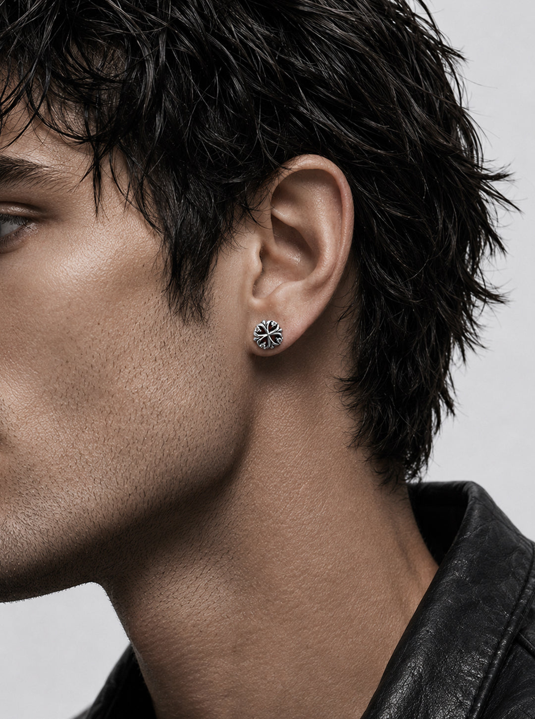 Maltese cross stud oxidised earrings