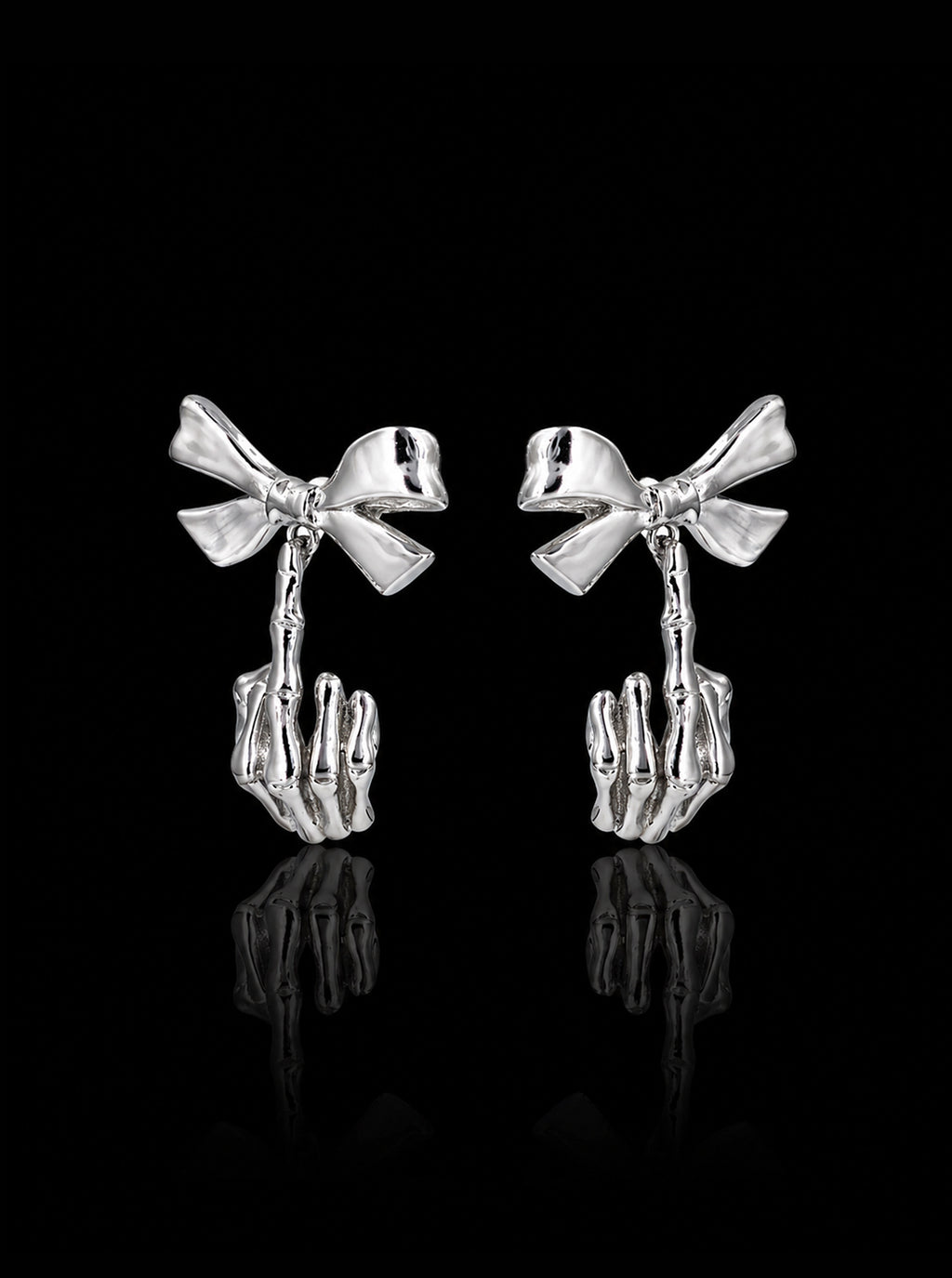 Ribbon w/ skeleton finger earrings