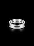 Monogram band oxidised ring