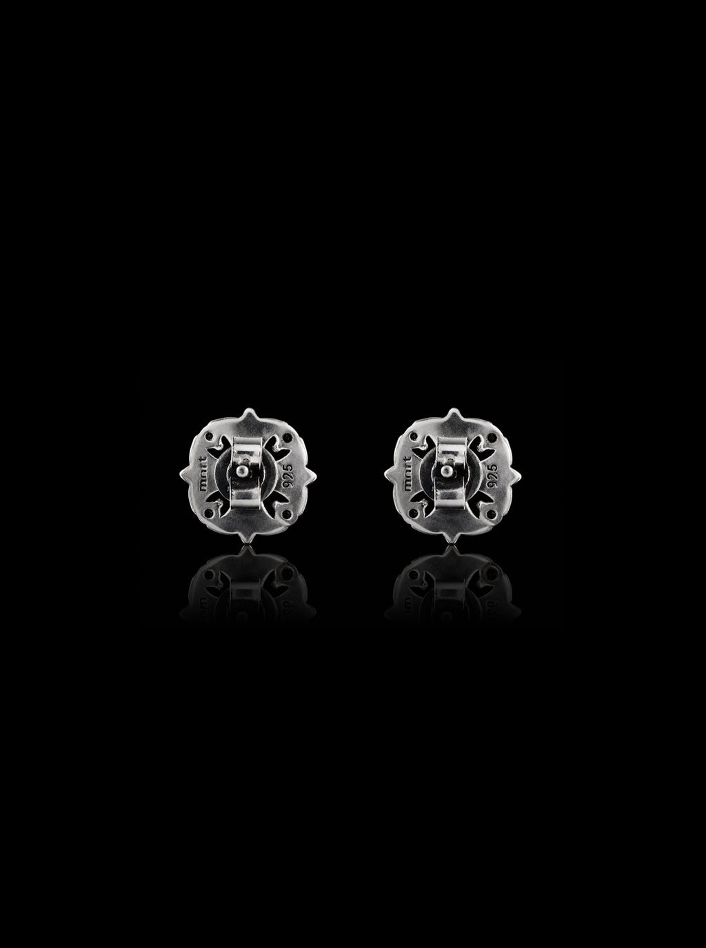 Clover cross stud oxidised earrings