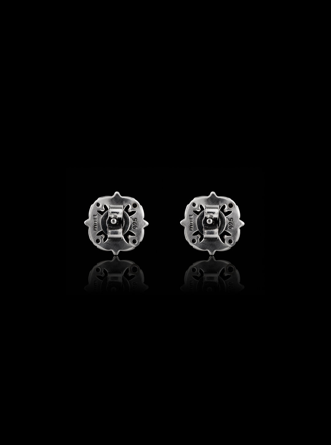 Maltese cross stud oxidised earrings