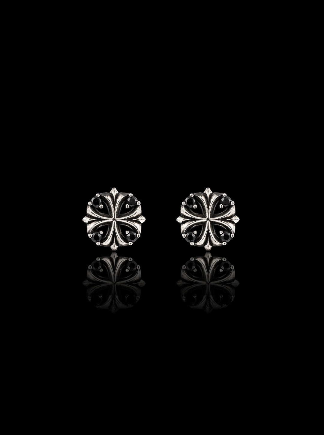 Maltese cross stud oxidised earrings