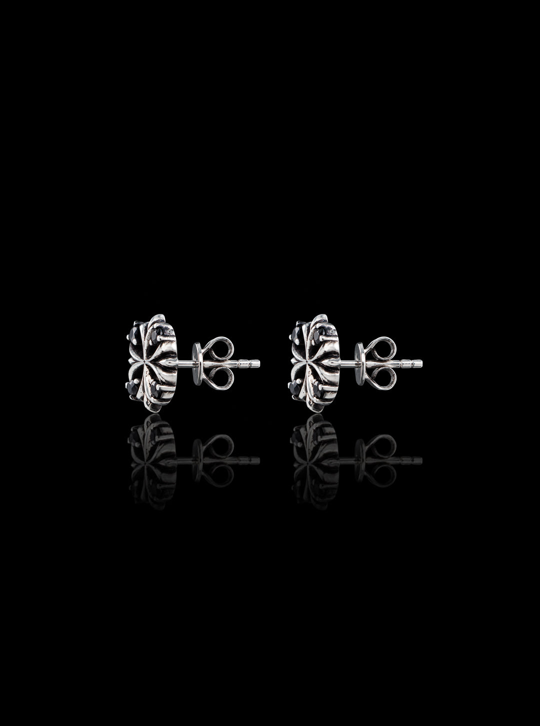 Maltese cross stud oxidised earrings