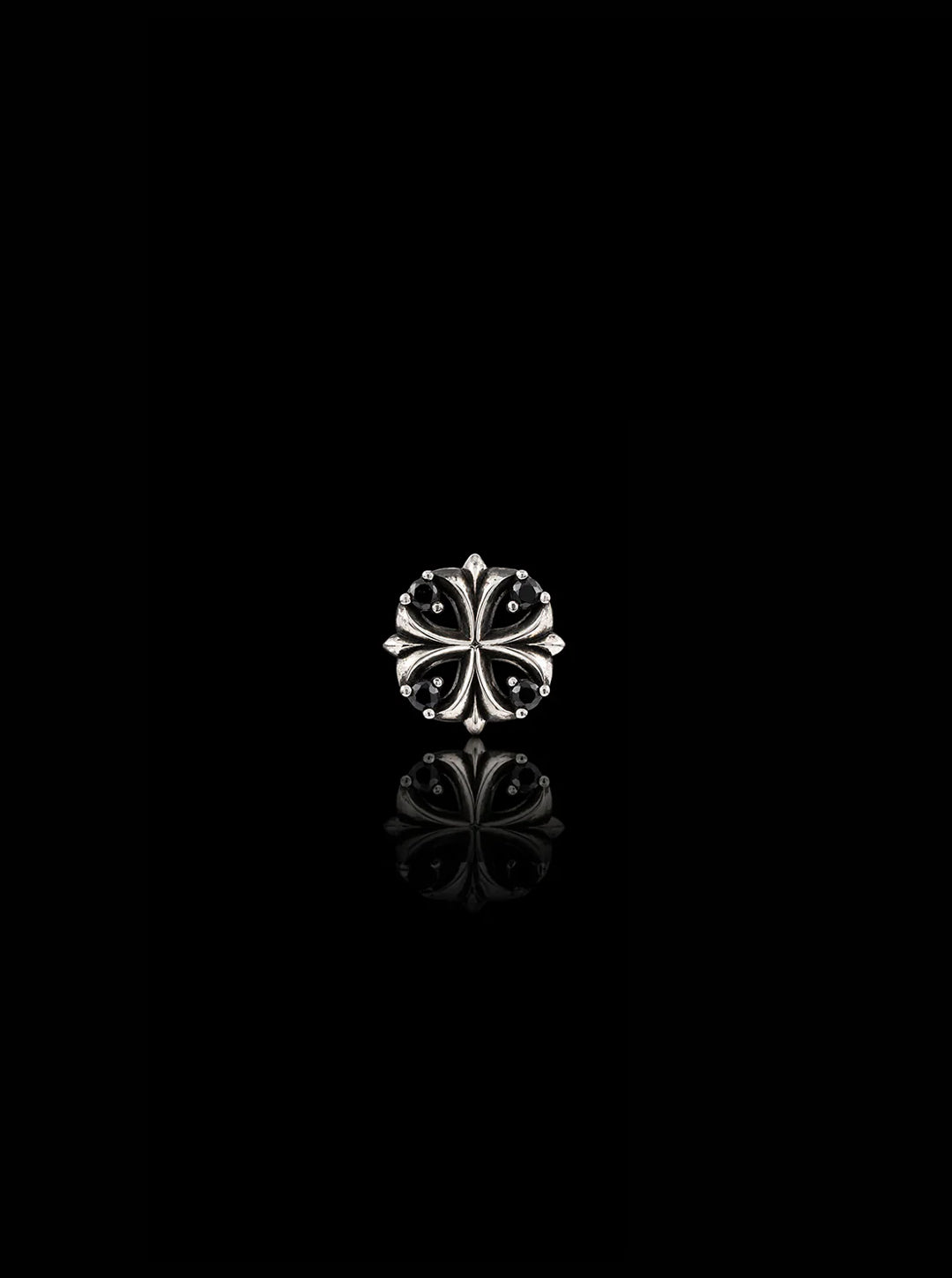 Clover cross stud oxidised single earring