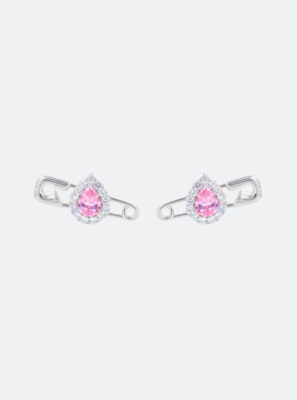A pair of MIDNIGHTFACTORY cocktail safety-pin earrings on a white background.