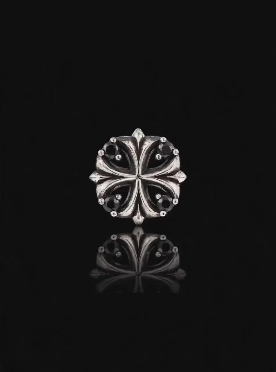 Clover cross stud oxidised earrings