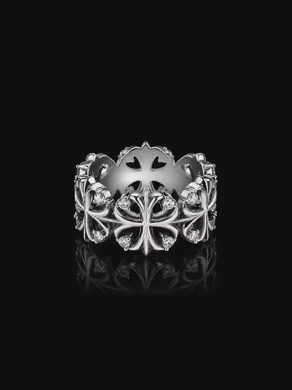 Clover cross quadruplets ring