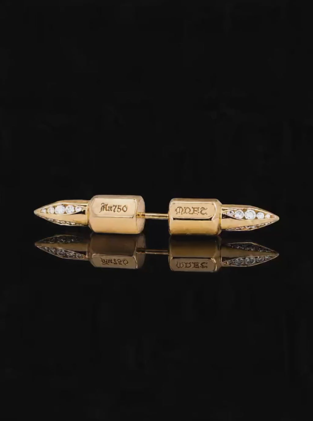 Dual driverbits 18K gold single earring, Diamonds【Made-to-order】