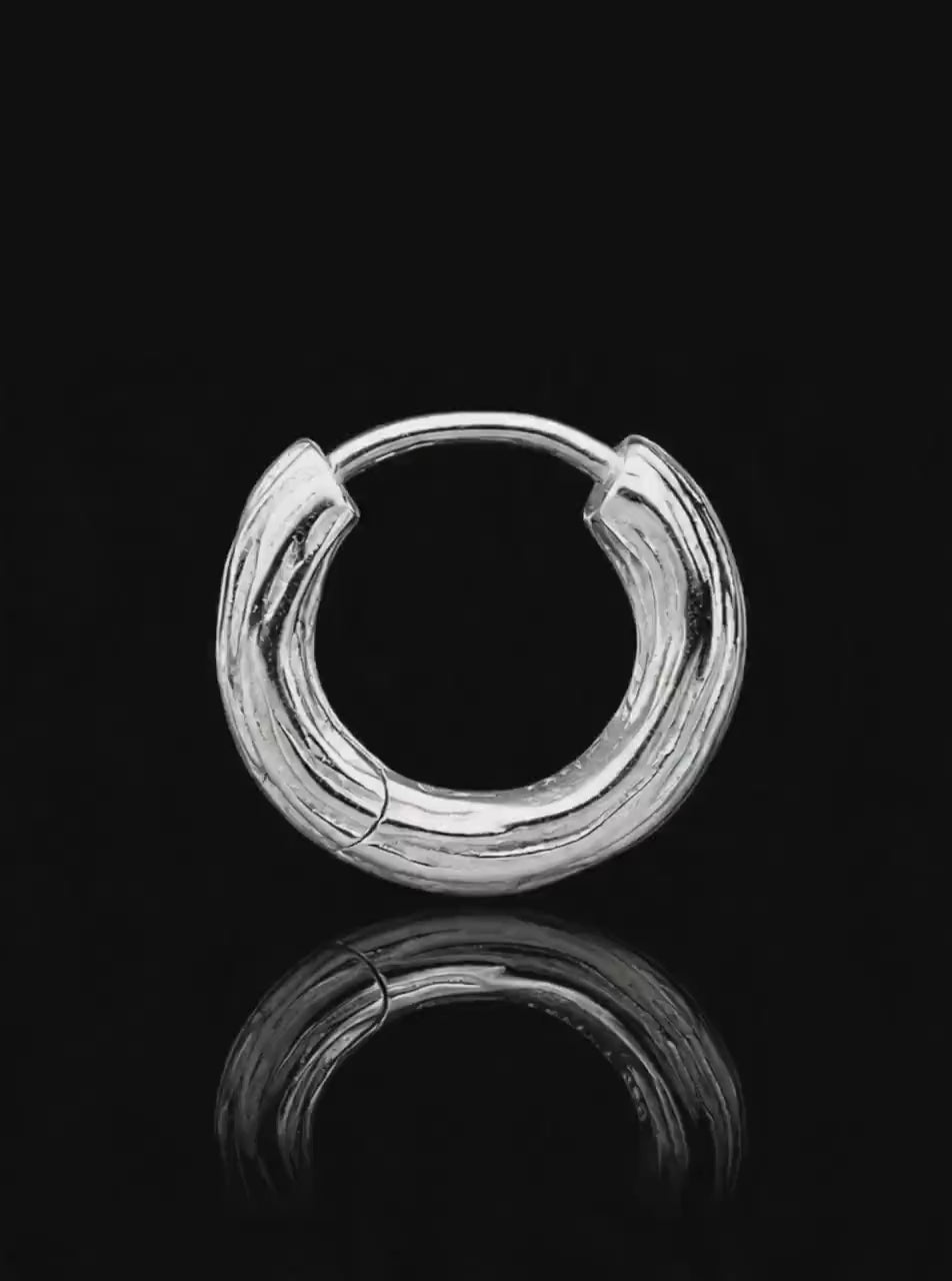 Wooody hoop sterling silver earrings